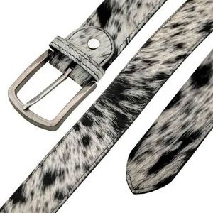 Ceinture en cuir de vachette à poils naturels, aspect naturel, Yonger, décontractée, de luxe, pour homme, véritable, personnalisée - Product Image 2