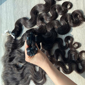 Venta al por mayor 100% de alta calidad para extensiones de cabello de color natural Onda del cuerpo Cabello humano vietnamita tejido extremos dibujados dobles - Product Image 3