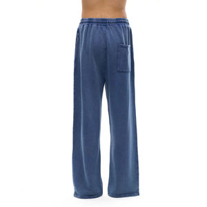 กางเกงขายาวทรงตรงผ้าฝ้ายคุณภาพสูง 100% ซักแบบสโนว์วอช เอวกลาง สไตล์ลำลอง น้ำหนักเบา ผ้าฟลีซทรงหลวม สีเข้ม - Product Image 4