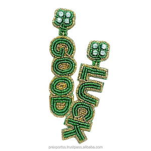 Pendientes de Aro Geométricos con Cuentas de Golf, Hechos a Mano, Personalizados, Bohemios, Bordados, con Cristales y Diamantes de Imitación, Regalo para Mujer, Joyería Deportiva al por Mayor - Product Image 6