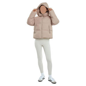 Chaquetas Cortas Acolchadas, Chaqueta Cálida de Invierno con Capucha Extraíble, Bolsillos con Cremallera, Abrigo Acolchado Corto para Mujer, Aislante para Clima Frío - Product Image 4