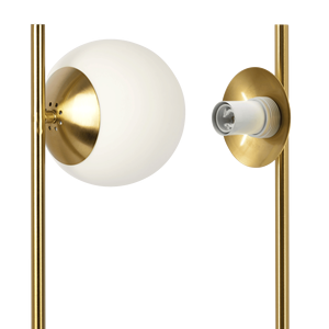 Ethereal Modern <b>Small</b> Brass Metal <b>Table</b> Lamp with <b>White</b> Glass Globe Shade for Desk Decoration - Product Image 3