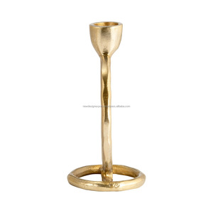 Premium Modernist Circular Loop <b>Candlestick</b> • Luxury Gold Open Hoop Taper Stand - Product Image 4