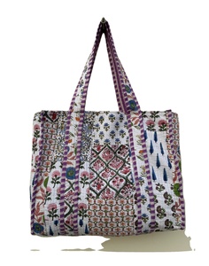 Hot Selling Casual Tote Bag Hand <b>Quilted</b> Cotton Kantha Multi Patchwork Design with Two Straps Open Closure Beautiful Beach Bag - Product Image 1