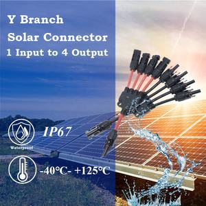 IP67 étanche rouge/noir Y branche connecteurs solaires PVC isolé contacts en cuivre pur 0.3M fil 1 mâle 4 femelle 1 femelle 4 mâle - Product Image 2
