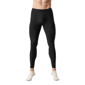 Leggings de Compresión Largos para Hombre, Negros, Cintura Elástica, Spandex, Poliéster, Algodón, Secado Rápido - Product Image 1