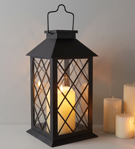 Lanterne à bougie suspendue en verre de style européen en métal noir décoratif fait main pour la décoration intérieure - Product Image 1