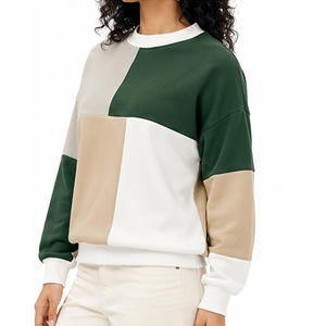 Sudadera de Forro Polar Personalizada para Mujer, con Bloques de Color, Cuello Redondo, Estilo Casual, Deportivo, Urbano, Ropa de Invierno al por Mayor de Fábrica - Product Image 5