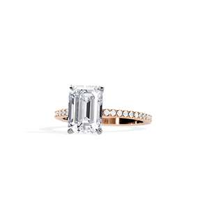 Women's 14K Gold Emerald Cut Diamond Engagement Ring Prong Setting floral Style IGI Certified - Product Image 4