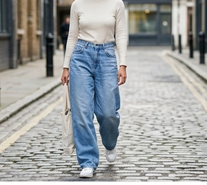 High Waist Straight Leg <b>Denim</b> Jeans Women Full Length Stonewashed Cotton Casual Autumn Style - Product Image 6