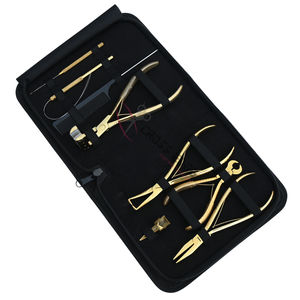 Kit professionnel d'extensions capillaires Gold Stylist avec pince à retirer les liens U-Tip, pince à micro-liens, pince à bandes adhésives et peigne à doigts pour séparation - Product Image 1