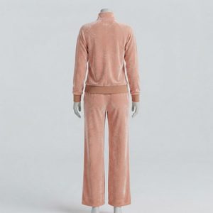 High Quality Winter Women's Solid Embroidered Full Length Hoodie <b>Tracksuit</b> Set 100% Cotton <b>Velour</b> Skinny Fit Patches High Street - Product Image 3
