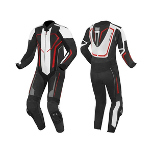 Unisex Custom Cowhide Leather <b>Racing</b> Two-Piece Armor Protection <b>Jacket</b> Set Black/Red Model 002 All Seasons - Product Image 6