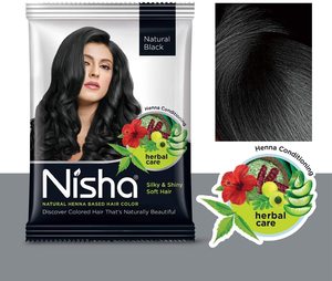 Henna natural en polvo Nisha para un color negro natural del cabello, tinte para un cabello suave, sedoso y brillante para hombres y mujeres, 10g (Paquete de 10) - Product Image 3