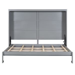 Letto a scomparsa matrimoniale Queen Size - Letto a parete pieghevole in legno massello dal design moderno per camera da letto, appartamento, hotel - Product Image 2