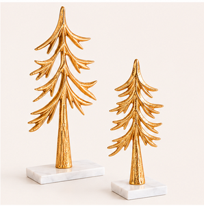 Handmade Aluminium Gold-Plated Christmas <b>Tree</b> Ornament Set Artistic Metal Craft Showpiece For Living Room Office Desk Decor - Product Image 3