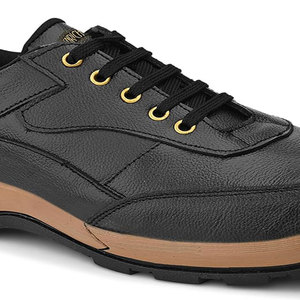 Botas de Trabajo de Malla Negra para Hombre, Zapatos de Seguridad con Suela de Goma Transpirable, Entresuela de EVA, Puntera de Acero, Parte Superior de Cuero, para Todas las Estaciones - Product Image 1
