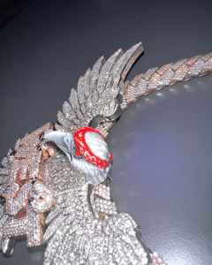 Colgante de águila con pintura esmaltada 3D, colgante con letra personalizada estilo hip hop, colgante de plata 925 con acabado en oro rosa de 14K para hombre - Product Image 2