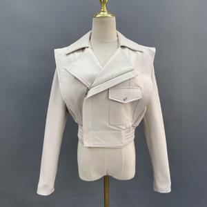 Button Closure <b>Leather</b> <b>Jacket</b> Women Best Selling Latest Style Solid Pattern Autumn Season Wholesale Raw Biker Style Genuine - Product Image 4