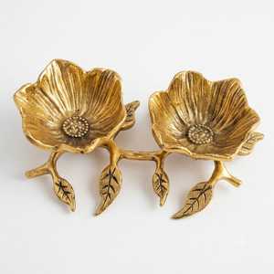 Tazón de Metal con Forma de Flor, Pulido, Ligero, No Tóxico, Ecológico, Tallado a Mano, Decorativo, Moderno, Dorado, para Fiestas - Product Image 1