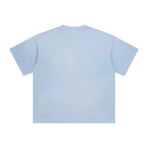 Men's Oversized Short Sleeve O-Neck T-<b>Shirt</b> Solid Light Blue Casual 100% Cotton Jersey Knitted Plain Dyed Fit - Product Image 4