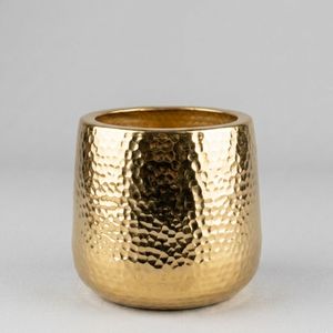 Elegante Maceta de Metal Dorado Martillado, Contenedor Decorativo para el Hogar y la Oficina - Product Image 5
