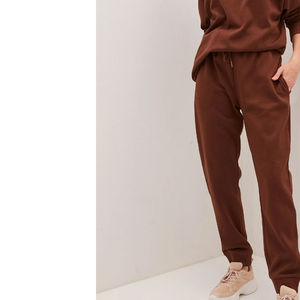 Pantalones de chándal extragrandes de invierno para mujer, de cintura alta, frente plano, rectos, transpirables, con lavado blanqueado y cierre con cordón, informales - Product Image 4