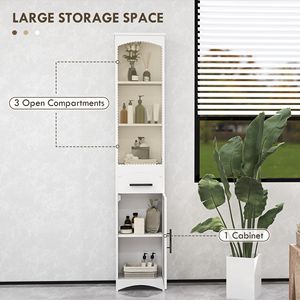 White 13.4"L X 9.4"W X 66.9"H Farmhouse Skinny <b>Tall</b> Cabinet with Recessed Drawer Narrow Home <b>Storage</b> & Organization Unit Door - Product Image 5
