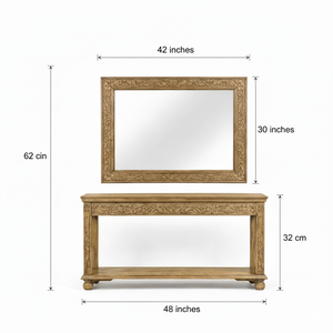 โต๊ะคอนโซลไม้แกะสลักลายกิ่งไม้สุดหรู พร้อมชุดกรอบกระจกตกแต่ง ยอดนิยม มีจำหน่ายสำหรับขายส่ง - Product Image 4