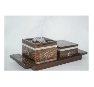 Ensemble de Bakhoor RoyalLumi en nacre avec incrustation de mosaïque de coquillages de luxe, brûleur d'encens pour une décoration élégante de la maison, des hôtels et de l'hôtellerie - Product Image 5