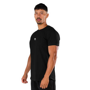 T-shirt de sport pour homme à manches courtes, coupe ajustée, pour la gym et l'entraînement, en coton doux, haute performance, noir, OEM en gros - Product Image 3