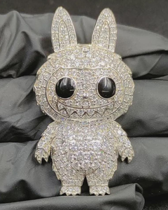 Colgante de Muñeco Labubu Adorable, Joyería HipHop, Colgante de Plata 925 con Incrustaciones de Moissanita VVS, Estilo Rapper, con Diseño de Personaje de Dibujos Animados - Product Image 1