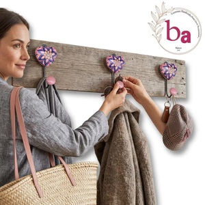 Crochet mural en céramique Ba en forme de cœur, motif floral, fait main, style vintage luxueux, réglable, imperméable, auto-adhésif, décoration intérieure - Product Image 4