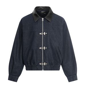 Veste en jean bleu foncé unisexe de haute qualité pour moto, manches longues, coupe-vent, pour l'automne - Product Image 2