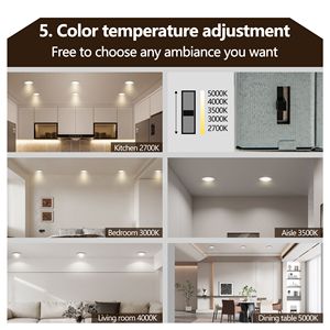 Confezione da 12 Faretti LED da Incasso Ultra-Sottili da 4 Pollici, 2700K 5000K, Dimmerabili, Cambio Colore, 9W 810LM, con Scatola di Giunzione - Product Image 4