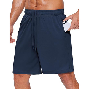 Pantalones Cortos Deportivos de Secado Rápido para Hombre, Color Azul Marino, con Cintura Ajustable con Cordón y Bolsillos Laterales, Corte Bermuda, Casuales - Product Image 1