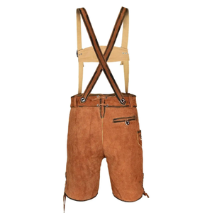 Shorts Bermuda Homme Marron en Lederhosen à Motif Uni, Taille Haute, Style Décontracté, Fait Main, en Polyester Tissé Respirant, Logo Avant - Product Image 5
