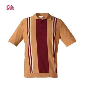 Polo tricoté personnalisé pour homme à rayures, manches courtes, décontracté, design color block, coupe classique, couleur unie, style professionnel - Product Image 1