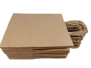 Sacs en papier kraft personnalisés en gros avec poignée laminée pour emballage alimentaire à emporter, sacs fourre-tout en papier kraft personnalisés pour plats à emporter - Product Image 5