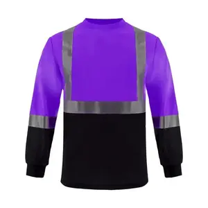 High Quality Reflective Long Sleeve T-Shirt Casual Custom Polyester Cotton Mesh Dyed Outwork Construction Road Safety Shirt