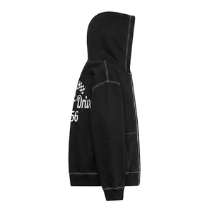 Custom Full Zip Cartoon Heavyweight <b>Fleece</b> 100% Cotton Eco-Friendly <b>Lined</b> Hoodie Contrast Stitching Streetwear <b>Jacket</b> Men - Product Image 3