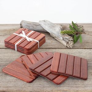 Mango Wood Coaster Set Handmade Durable Round Classic Style <b>Kitchen</b> Coasters - Product Image 5