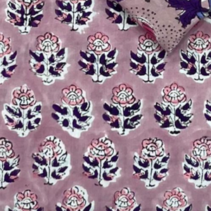 Jaipur Floral Artisan Cotton Block Print Fabric by the Yard Indian Handmade Textile Eco Friendly Durable Soft <b>Machine</b> Washable - Product Image 1