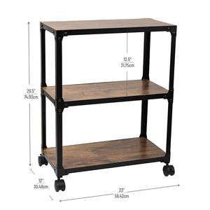 Chariot roulant multifonction à 3 niveaux, organisateur de rangement de bureau mobile, en métal et MDF, marron - Product Image 2