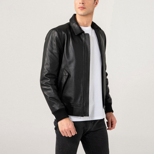 Veste en cuir de vache noire pour homme, 100% cuir de vache de haute qualité, confortable, respirante, manches longues, col montant, automne, chaude - Product Image 6