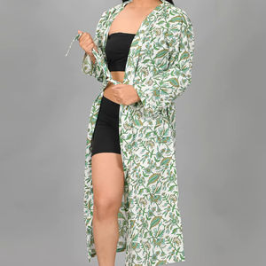 Albornoces Kimono Tradicionales de Algodón Tejido para Mujer, de Verano, Largos, de Secado Rápido, Suaves, Ropa de Dormir Estilo Indio - Product Image 3