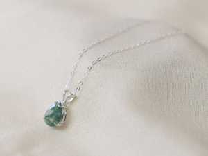 Pendentif en agate verte fait main en argent sterling 925, bijou pierre de naissance, collier élégant, cadeau pour femme - Product Image 2