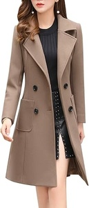 Manteau Trench en Laine Élégant pour Femme, Double Boutonnage, Col Cranté, Longueur Midi, Manches Longues, Couleur Unie, Vêtement d'Extérieur Automne, Garde au Chaud - Product Image 4