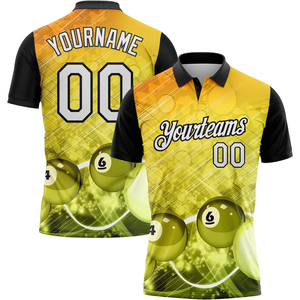 Camiseta Polo de Billar Personalizada para Hombre, Negra y Azul, Manga Corta, Impresión Digital, Secado Rápido, Deportiva, con Número y Nombre - Product Image 6