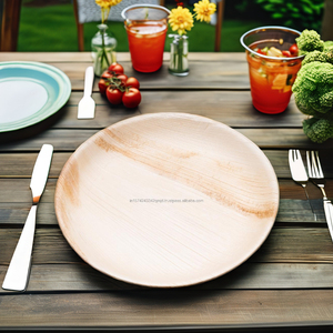 Assiette compostable de 8 pouces ronde peu profonde écologique jetable faite de feuilles de palmier pour les fêtes - Product Image 4